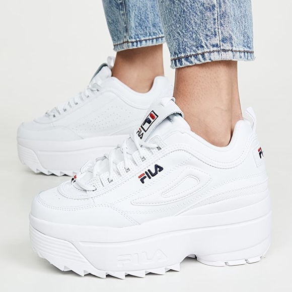 fila disruptor platform white